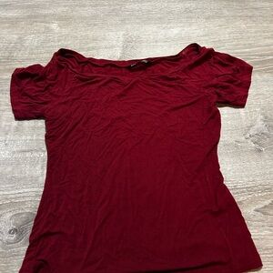 SHEIN Burgundy Off-Shoulder Tee